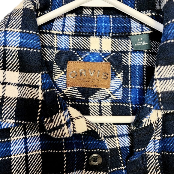Orvis Blue 100% Cotton Flannel Button Down Casual Dress Shirt With Pocke… - Picture 5 of 10